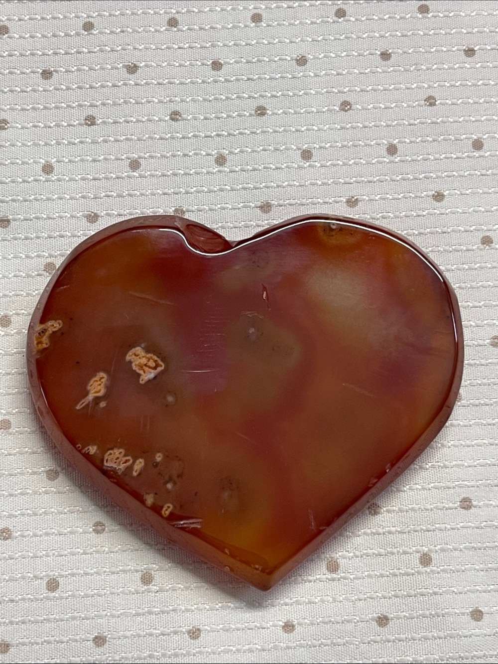 Heart-Shaped Carnelian Stone Warm Rust and Amber Tones